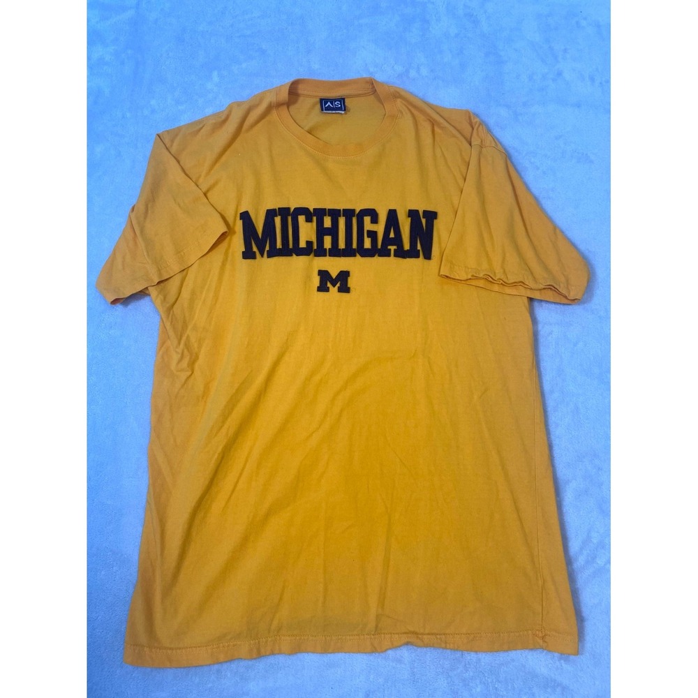 AS Sports Shirt Mens 2X Yellow Michigan Wolverines Football Team‎ Embossed Logo